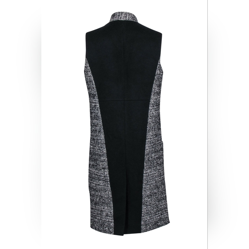 Karen Millen - Black & White Tweed Longline Women Vest Sleeveless Size 8 Wool - Picture 4 of 16